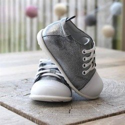 Emel Metallic Silver/Grey Leather Casual Shoes E2434-1