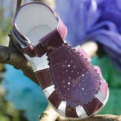 Emel Plum Purple Patent Leather Semi Closed-up SandalsE E2185-2